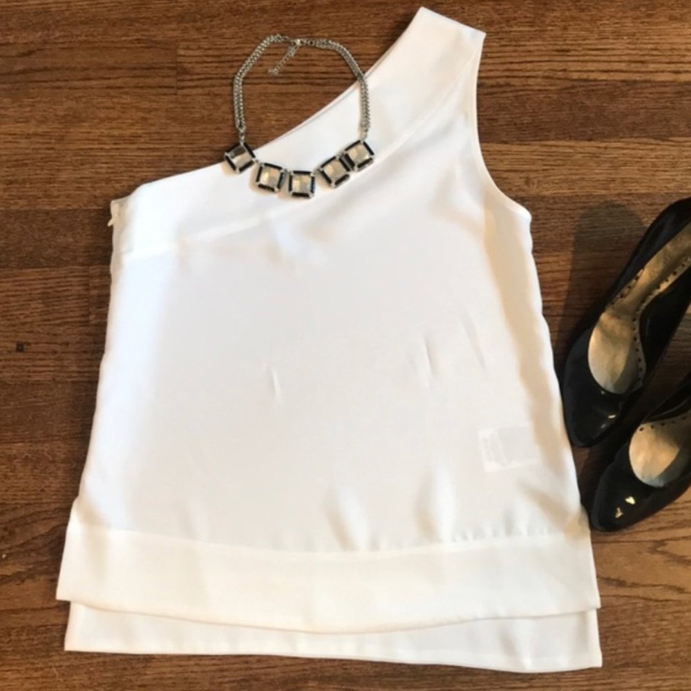 Banana Republic White One-Shoulder Blouse
